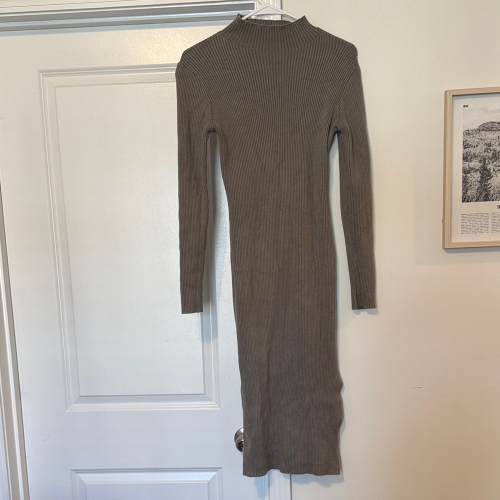 sage green Ribbed Knit Dress